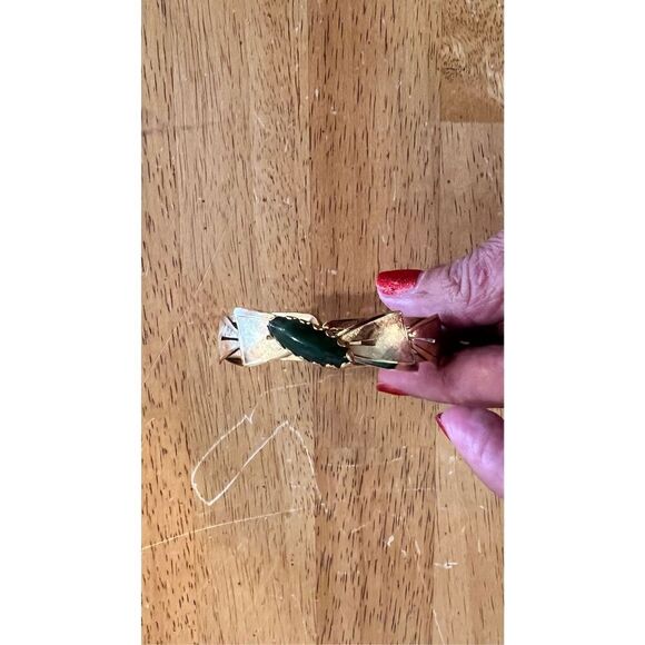 Karatclad by Bell Vintage Gold Tone Bracelet Jade Stone - Picture 2 of 13